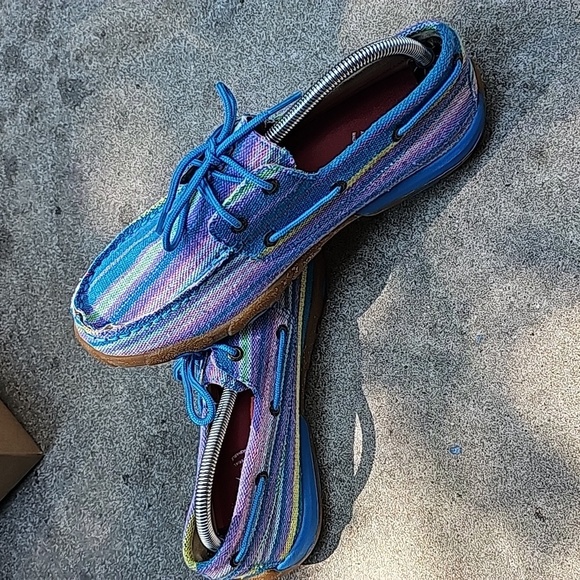 Twisted X #WDM0048 Boat Driving Moc Blue Textile Denim Shoes Women’s Size 10 M - Picture 4 of 7